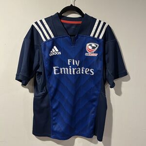 USA Rugby Eagles Fly Emirates Adidas Jersey Shirt Sz Unknown Blue